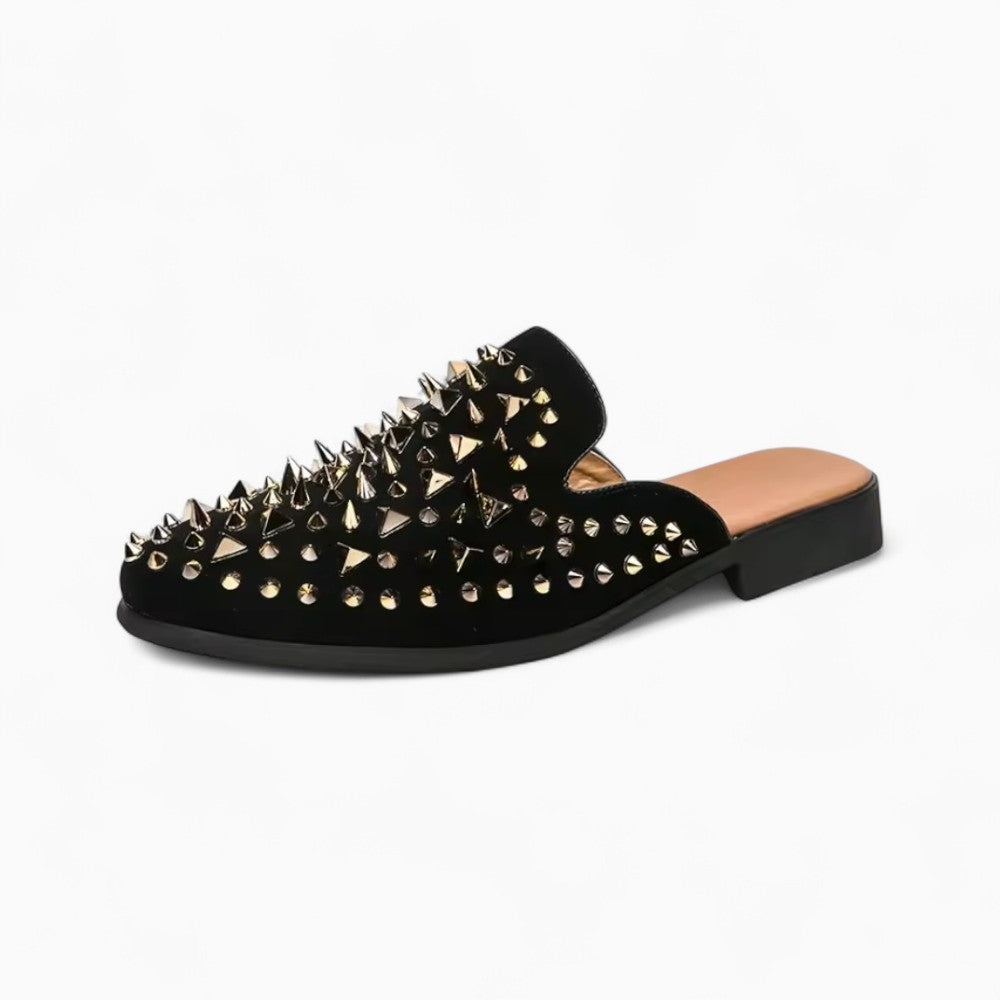 Mocassins Noirs En Strass Dorés Pour Hommes
