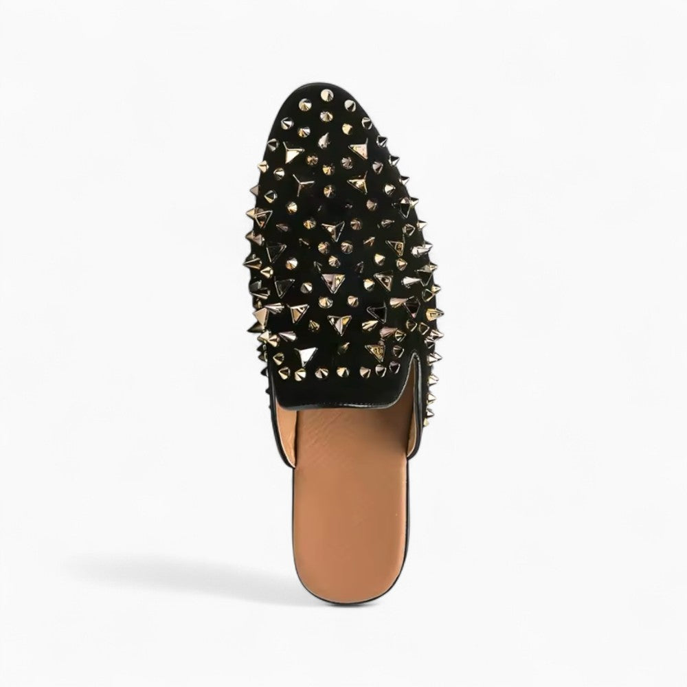 Mocassins Noirs En Strass Dorés Pour Hommes
