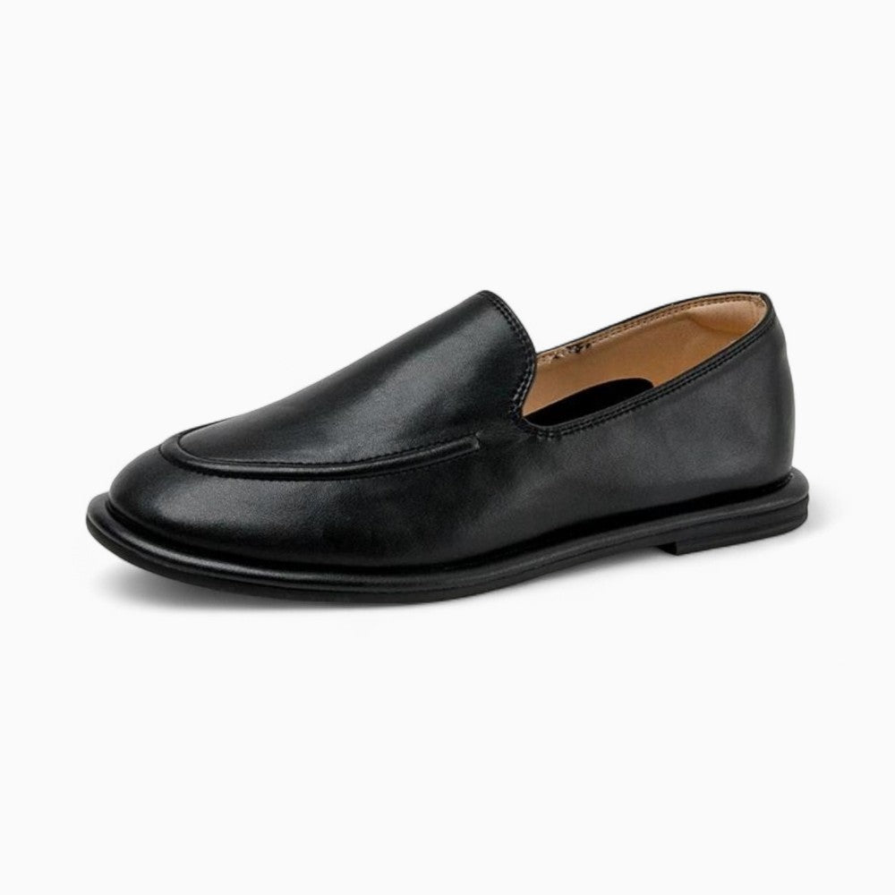 Mocassins Noirs Pour Femme En Cuir Véritable