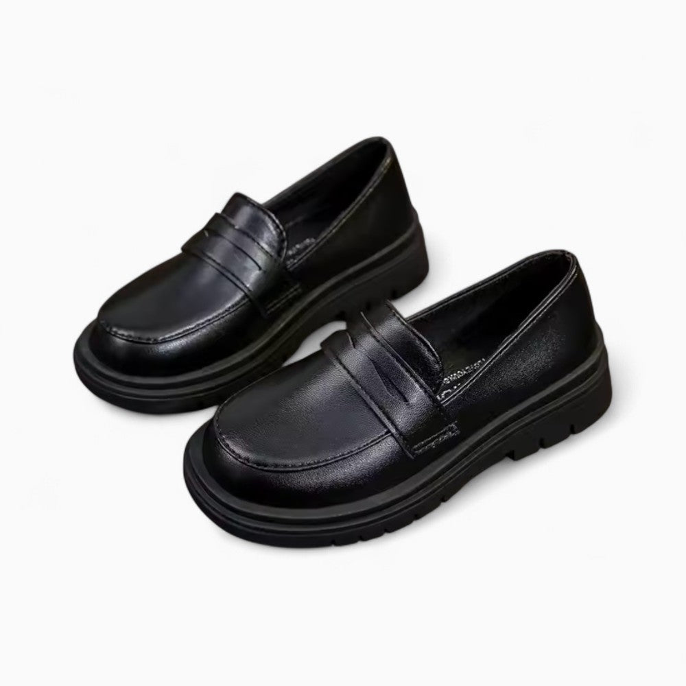 Mocassins Noir Brillant De Printemps Pour Garçons