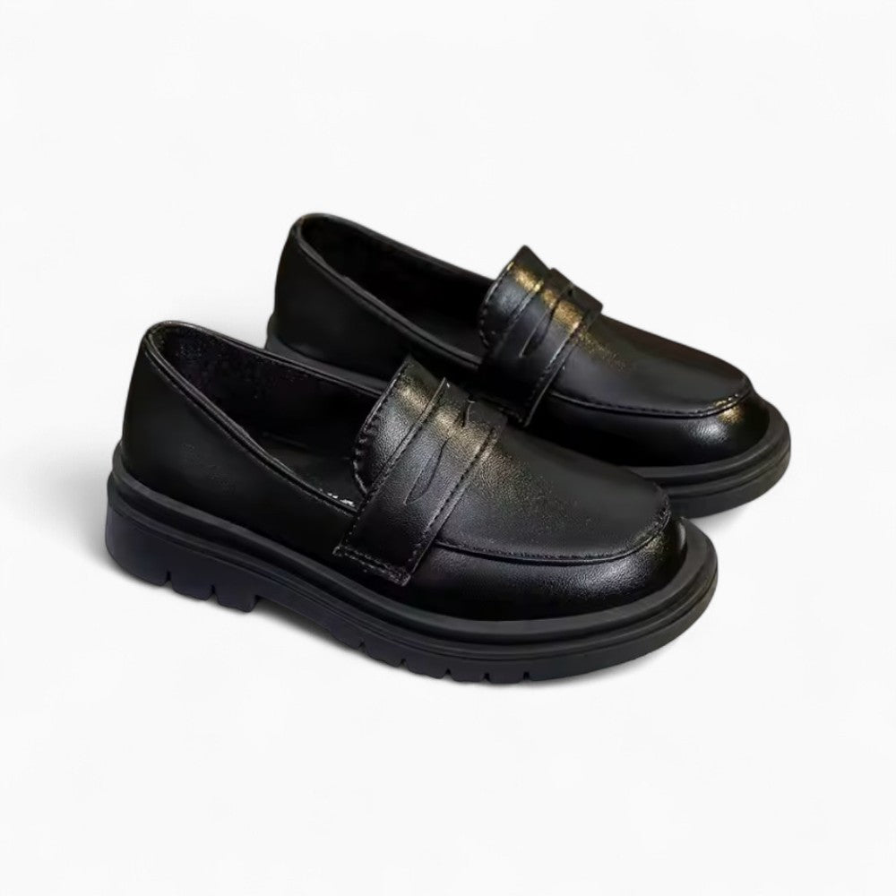 Mocassins Noir Brillant De Printemps Pour Garçons