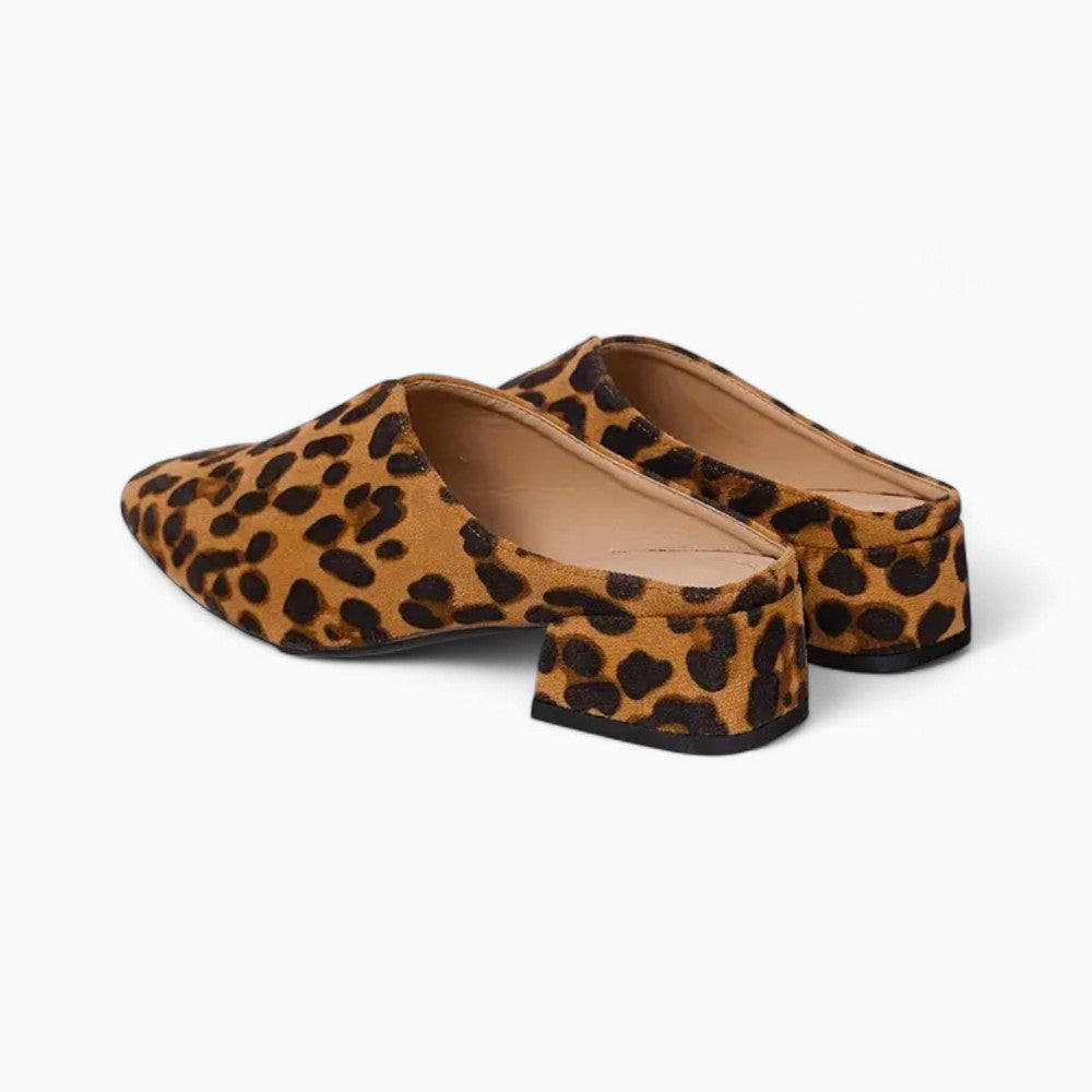 Mocassins Mules Sport En Toile Léopard Avec Semelle Épaisse
