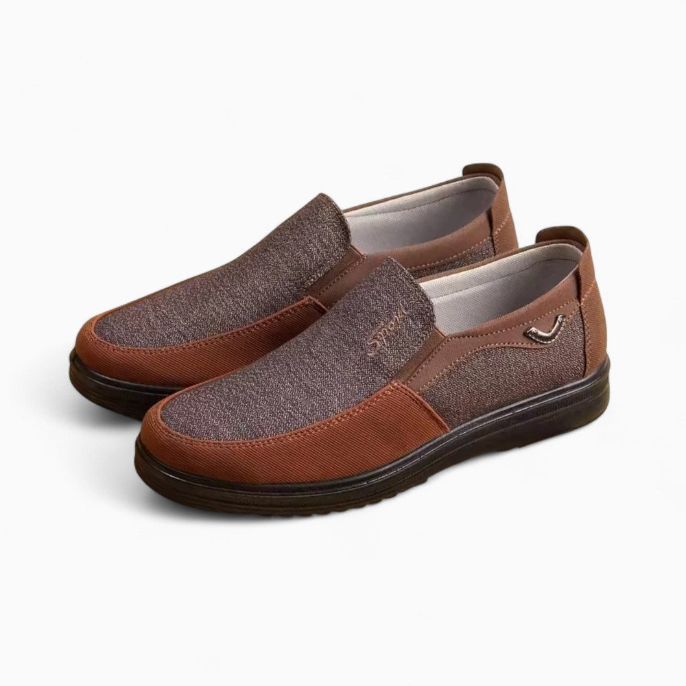 Mocassins Légers Pour Homme Marron En Tissu