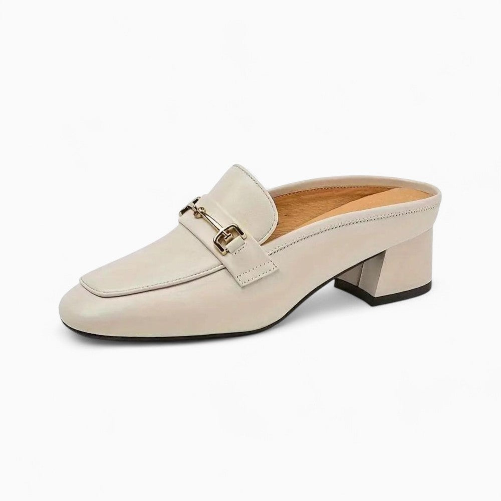 Mocassins Légers À Talons Carrés En Cuir Véritable Pour Femme
