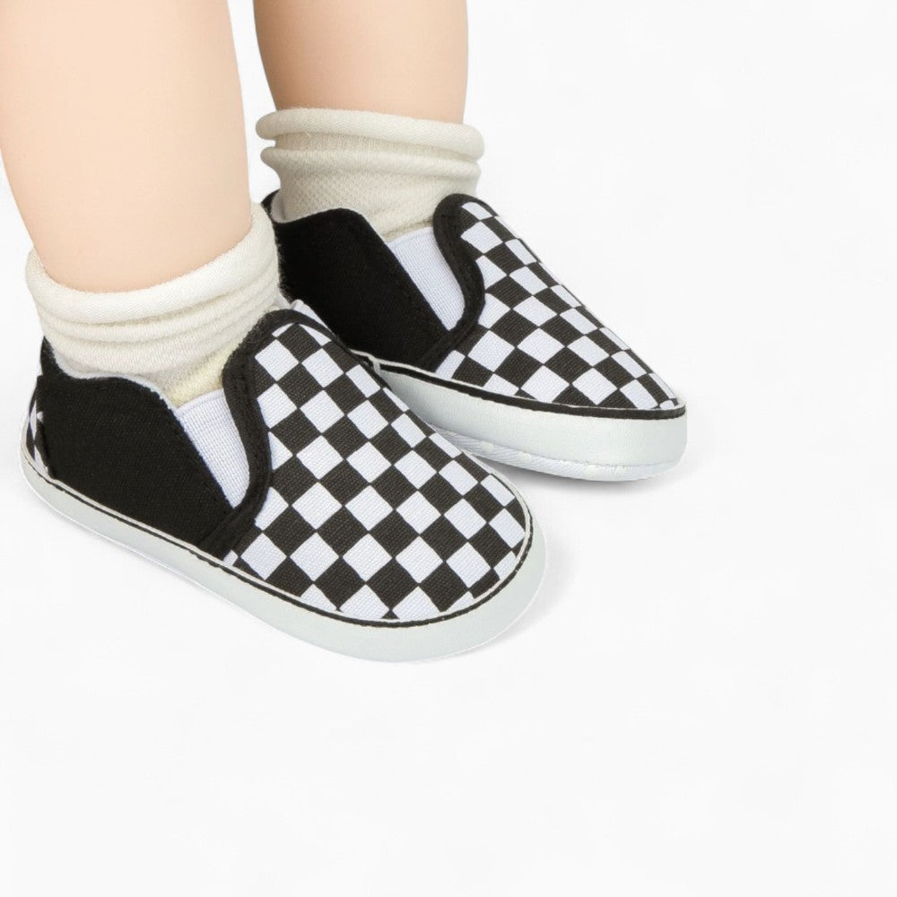 Mocassins En Toile À Damier Carreaux Pour Bébé Garçon