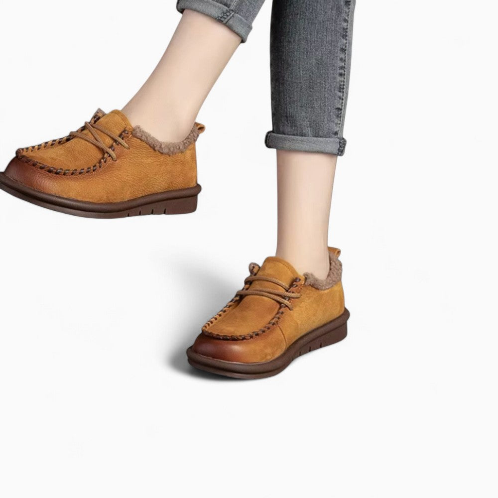 Mocassins Fourrés À Semelles Compensées Faciles À Enfiler Pour Femme