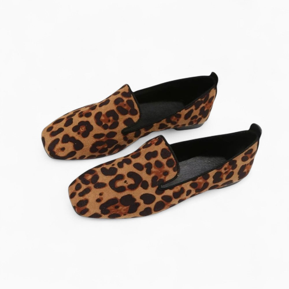 Mocassins Imprimé Léopard À Bout Carré Pour Femme