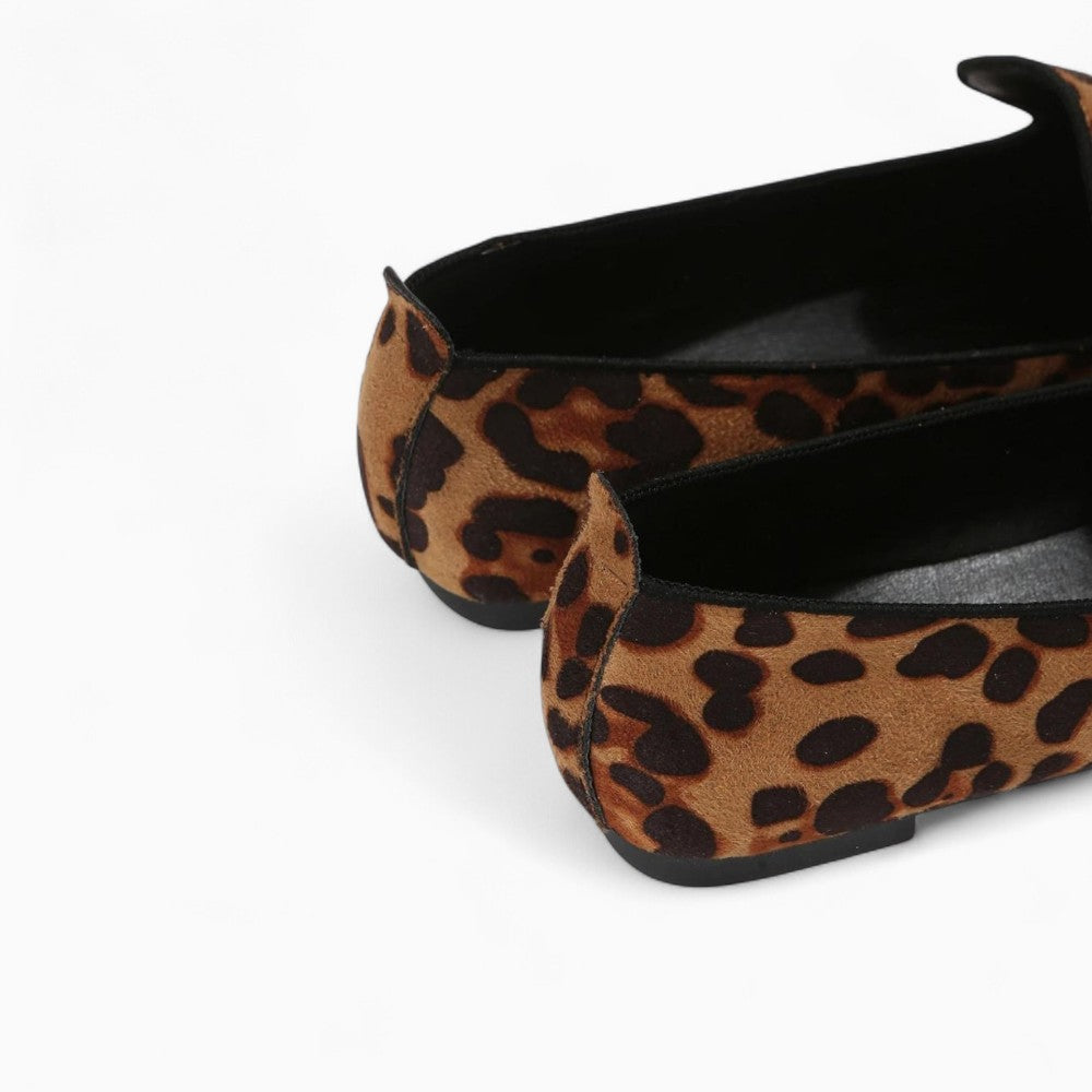 Mocassins Imprimé Léopard À Bout Carré Pour Femme
