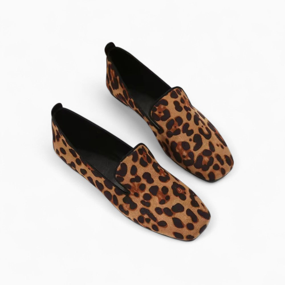 Mocassins Imprimé Léopard À Bout Carré Pour Femme
