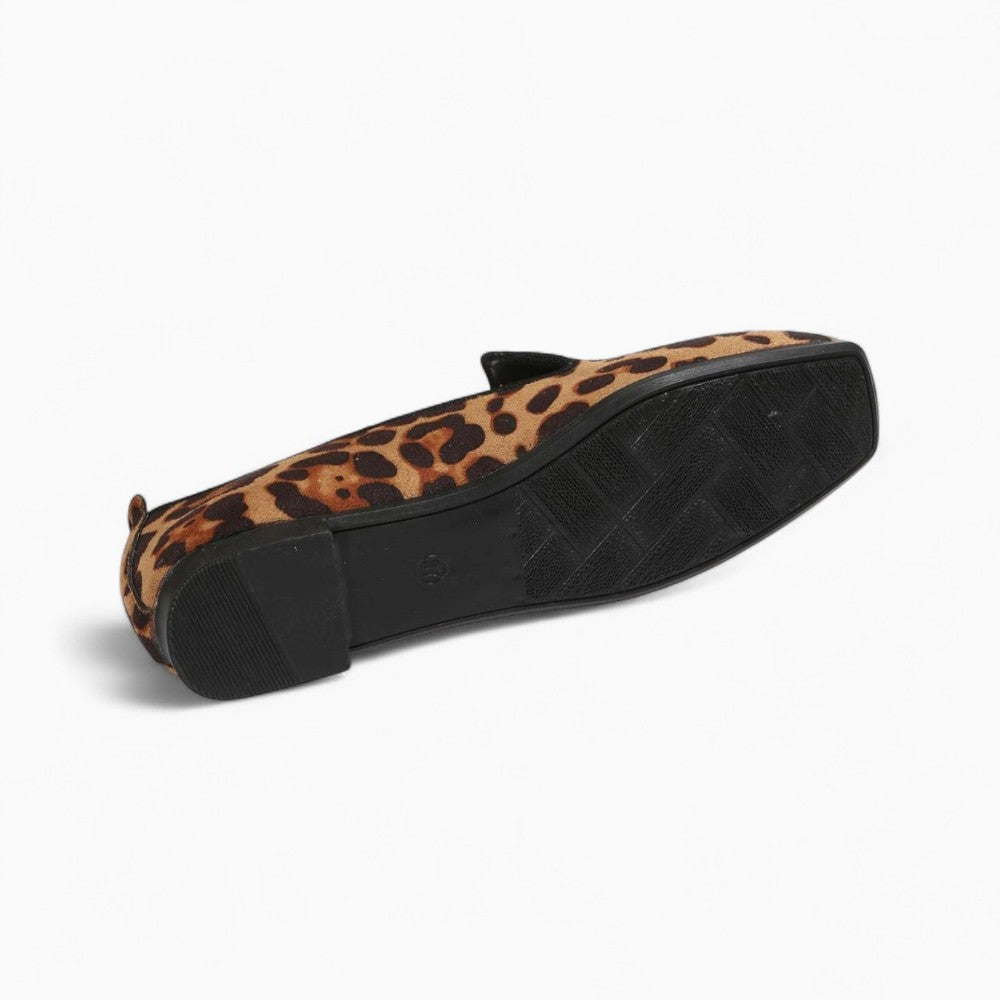 Mocassins Imprimé Léopard À Bout Carré Pour Femme