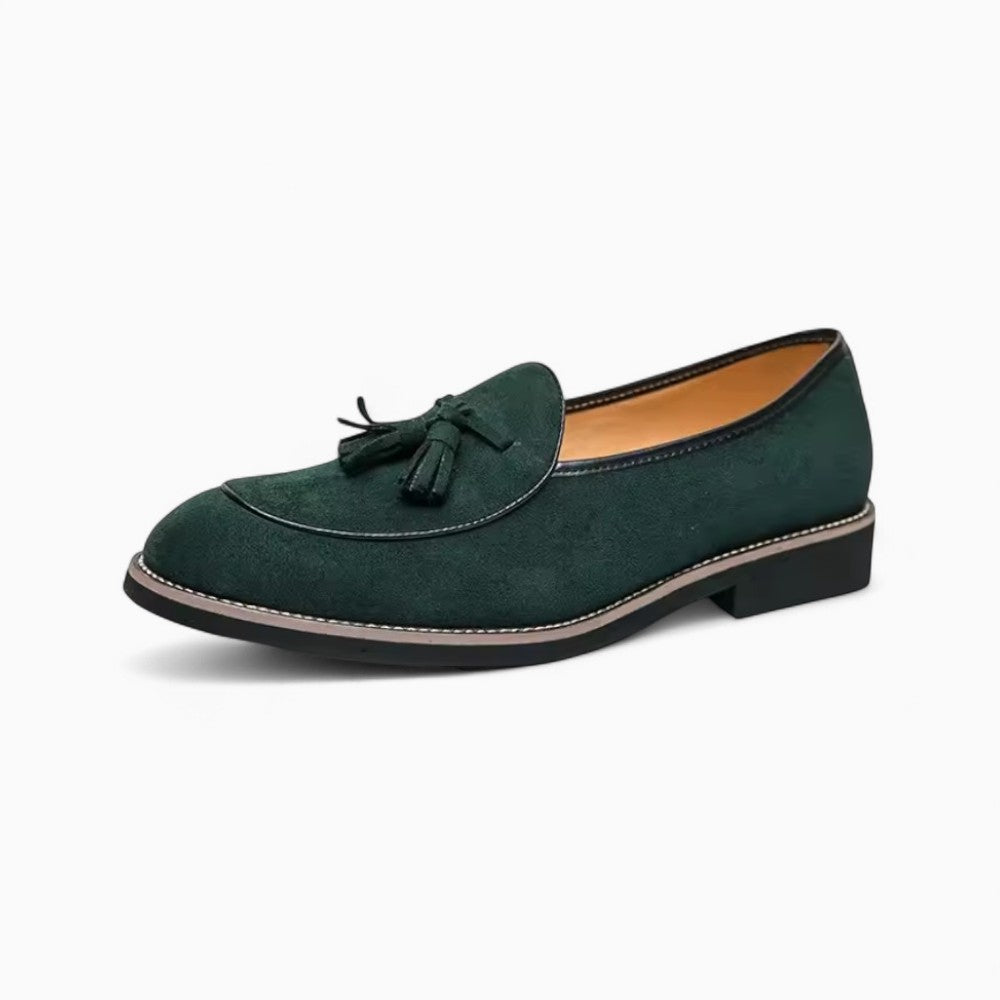 Mocassins En Daim Verts À Glands Pour Hommes