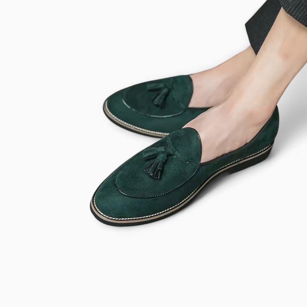 Mocassins En Daim Verts À Glands Pour Hommes