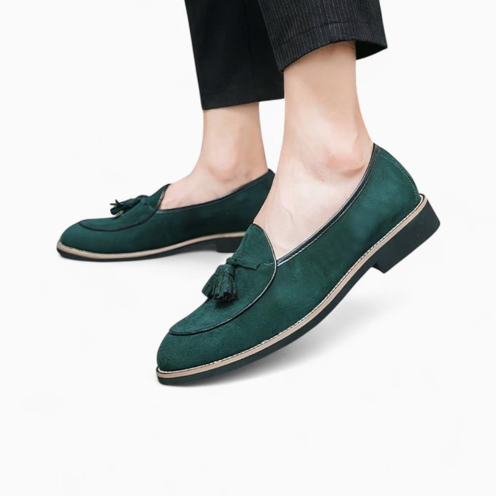 Mocassins En Daim Verts À Glands Pour Hommes
