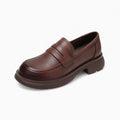 Mocassins En Cuir À Talon Et Semelle Épaisse Pour Femme