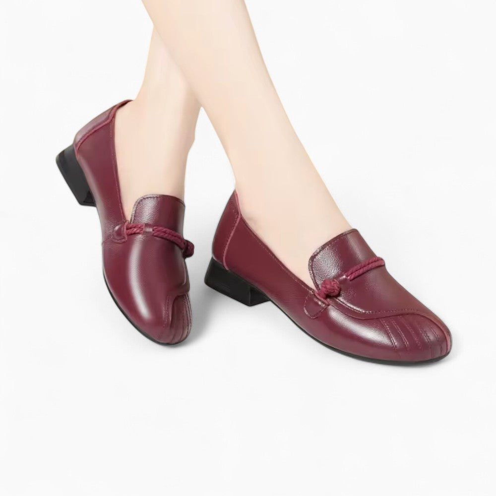 Mocassins En Cuir À Talon Moyen Pour Femme