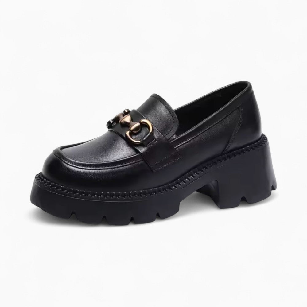 Mocassins En Cuir À Talons Et Mors