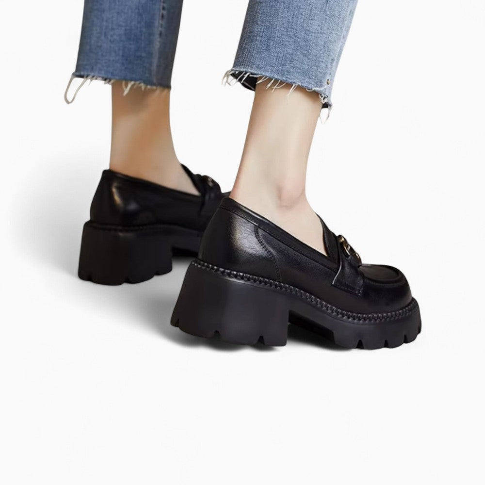 Mocassins En Cuir À Talons Et Mors