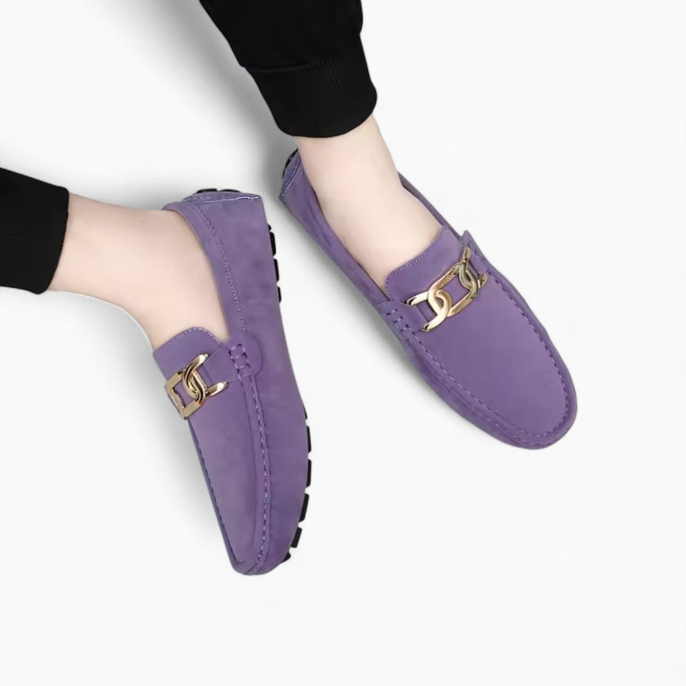 Mocassins En Daim Avec Des Détails Dorés Pour Femmes