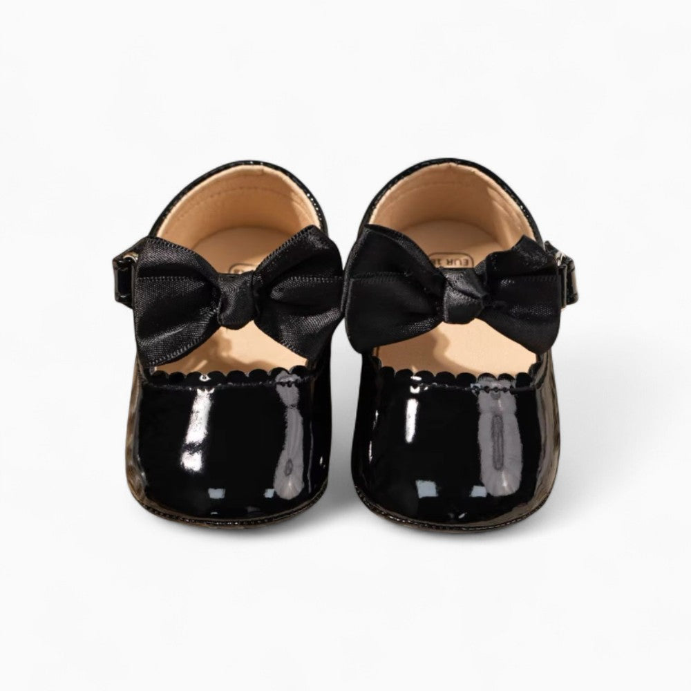 Mocassins En Cuir Avec Gros Nœud Pour Bébé Fille