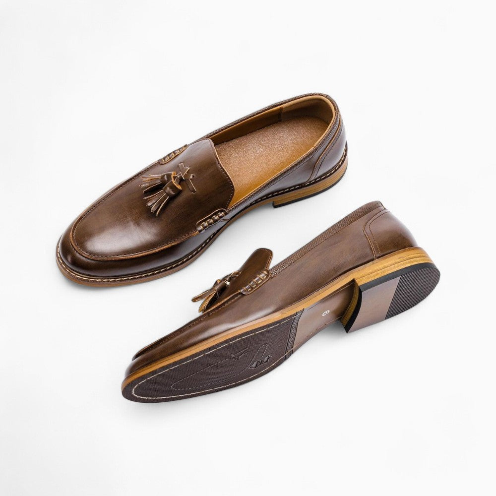 Mocassins En Cuir Véritable À Frange Et Noeud