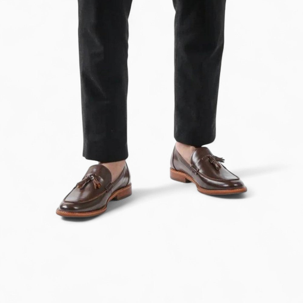 Mocassins En Cuir Véritable À Frange Et Noeud