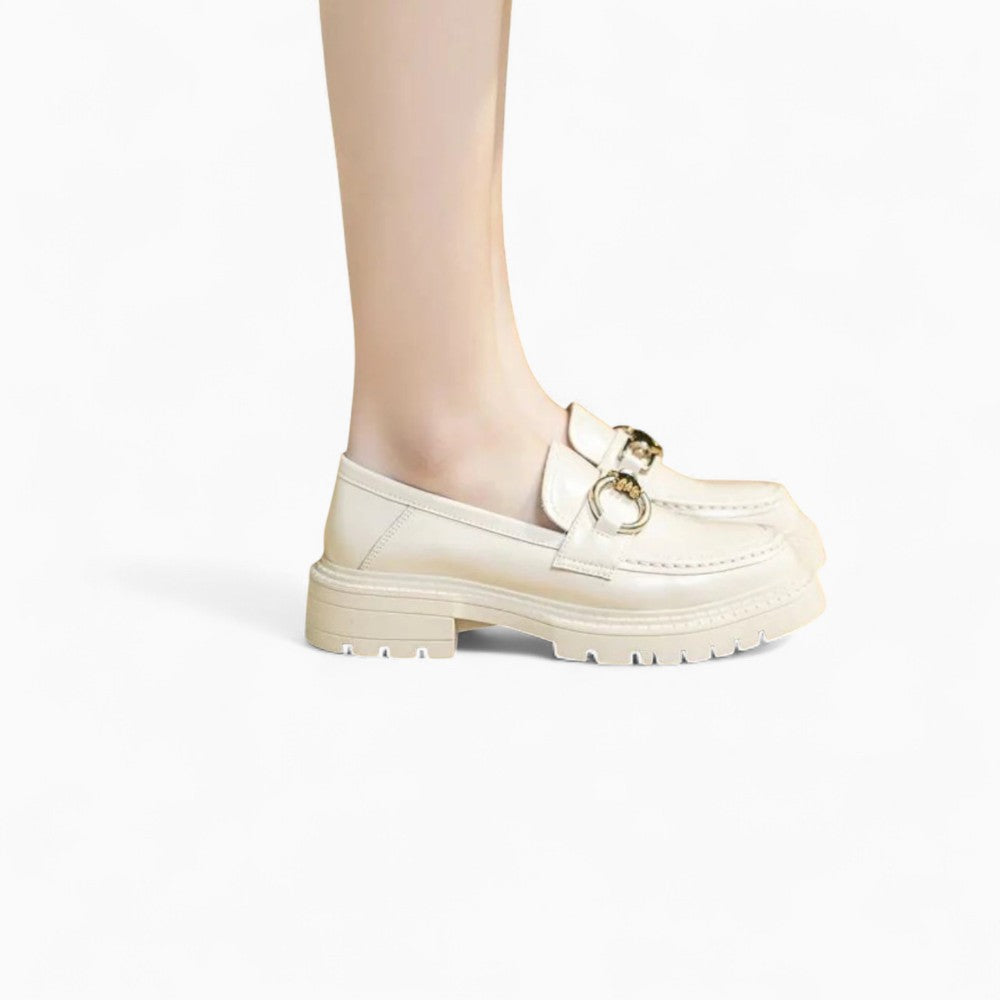 Mocassins En Cuir À Semelle Épaisse Pour Femmes