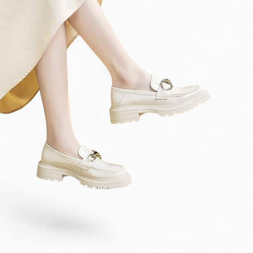 Mocassins En Cuir À Semelle Épaisse Pour Femmes