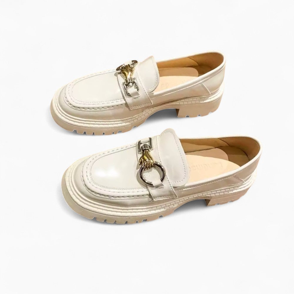 Mocassins En Cuir À Semelle Épaisse Pour Femmes