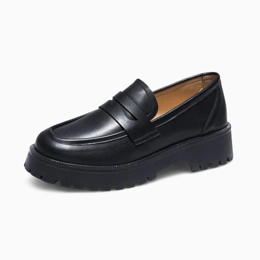 Mocassins En Cuir À Plateforme Pour Femmes