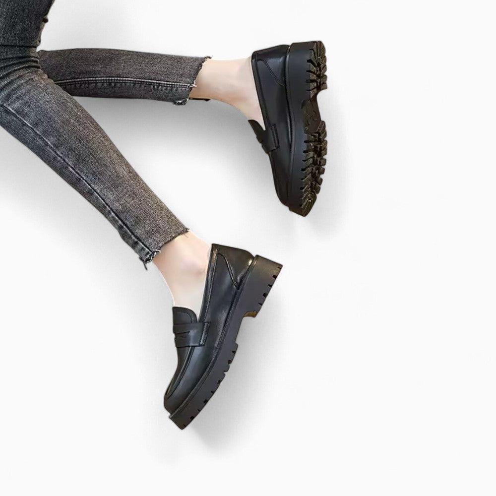 Mocassins En Cuir À Plateforme Pour Femmes