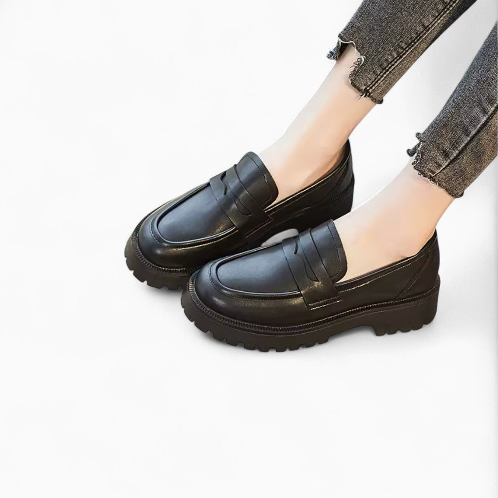 Mocassins En Cuir À Plateforme Pour Femmes