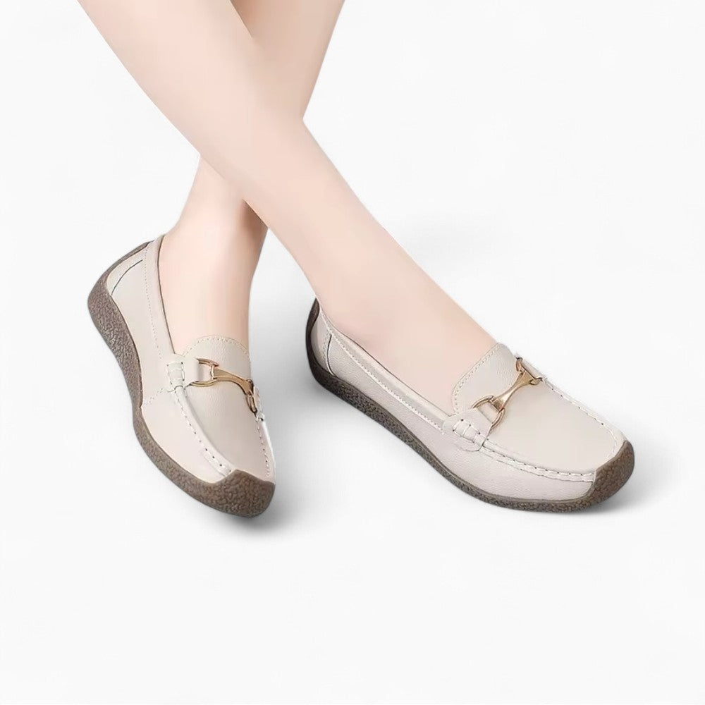 Mocassins En Cuir À Bout Rond Pour Femme