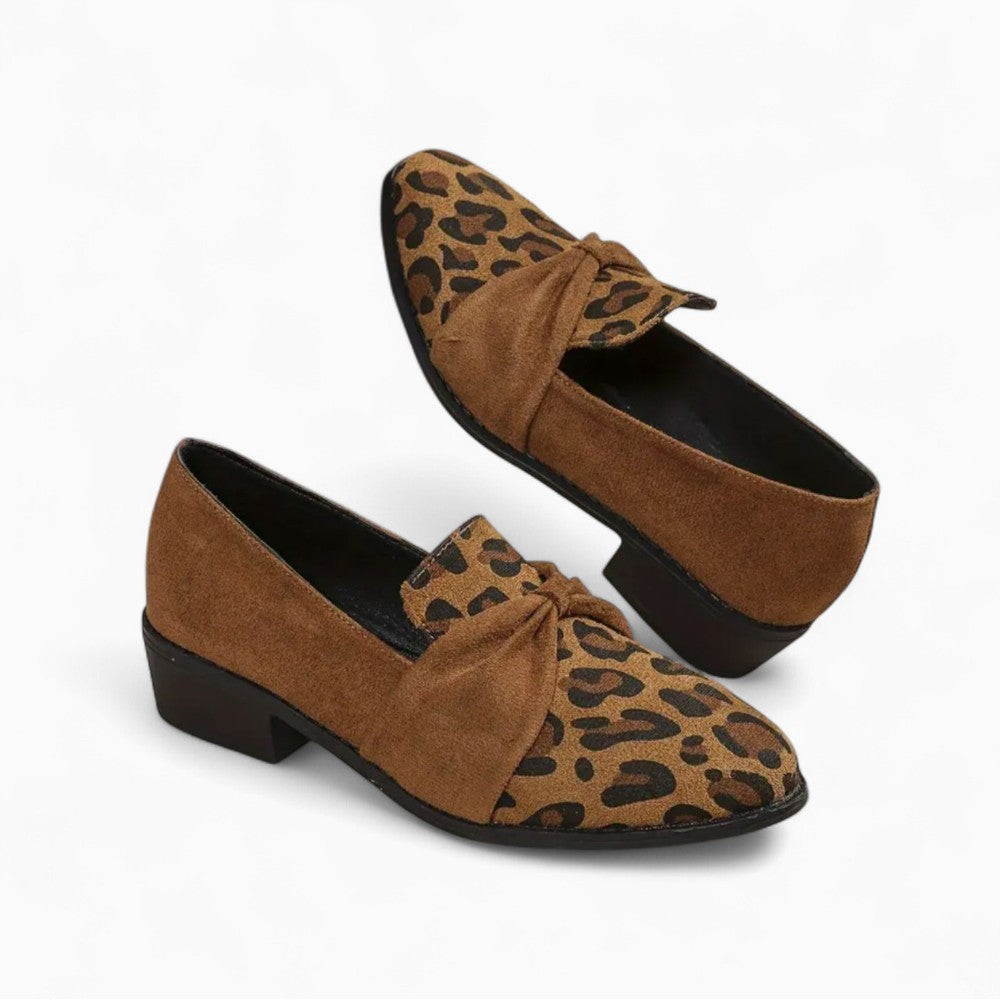Mocassins Élégants À Talons Carrés En Cuir Synthétique Pour Femme
