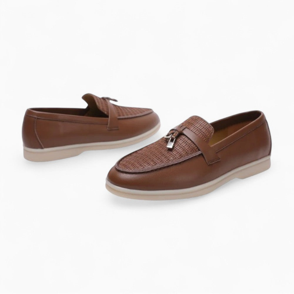 Mocassins Élégants À Glands En Cuir Véritable Pour Femme