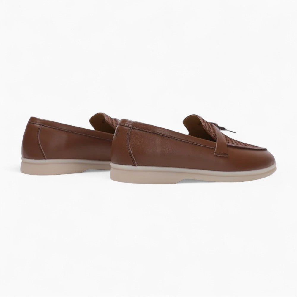 Mocassins Élégants À Glands En Cuir Véritable Pour Femme