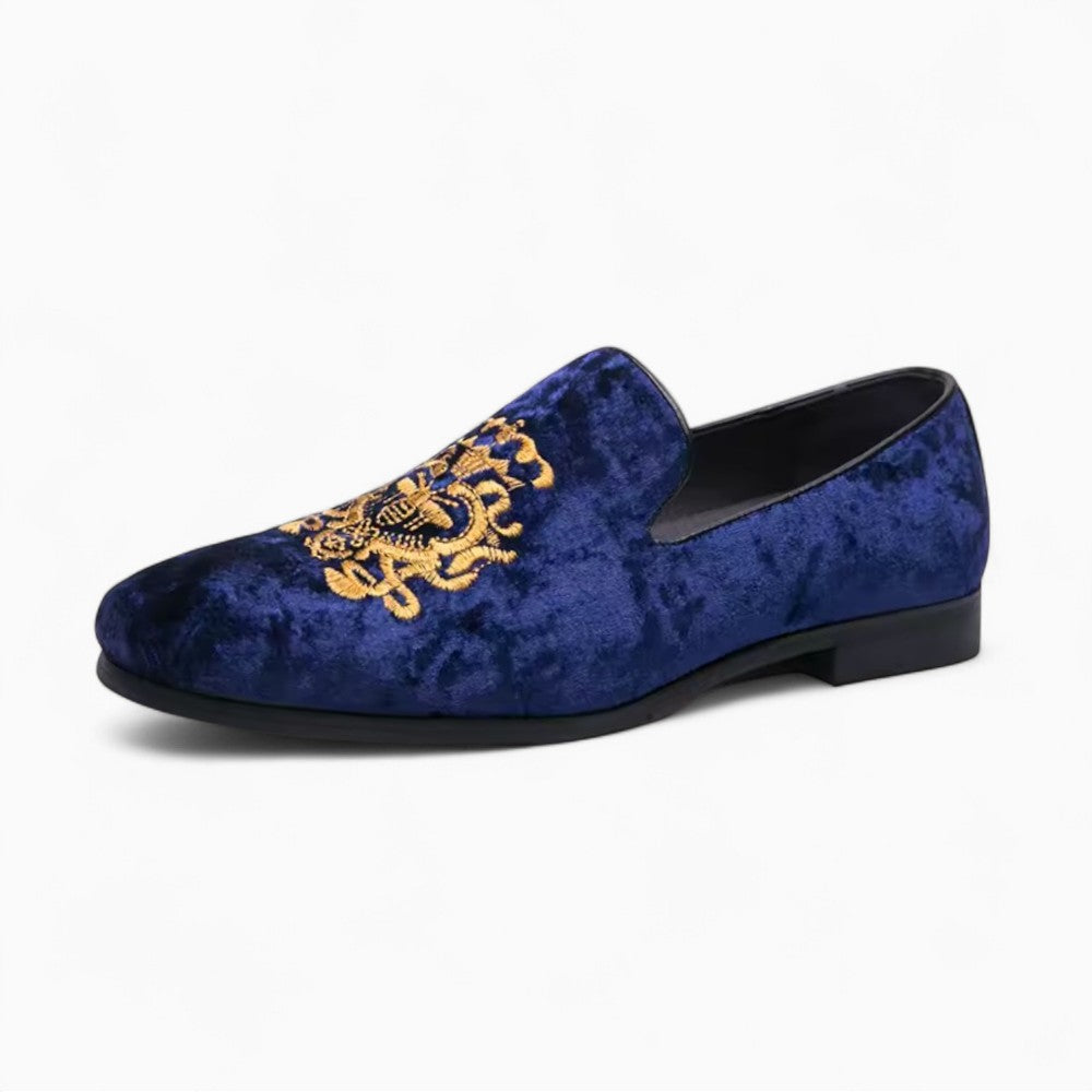 Mocassins Effet Velours Brillant Avec Broderie Fleurie Et Sequins
