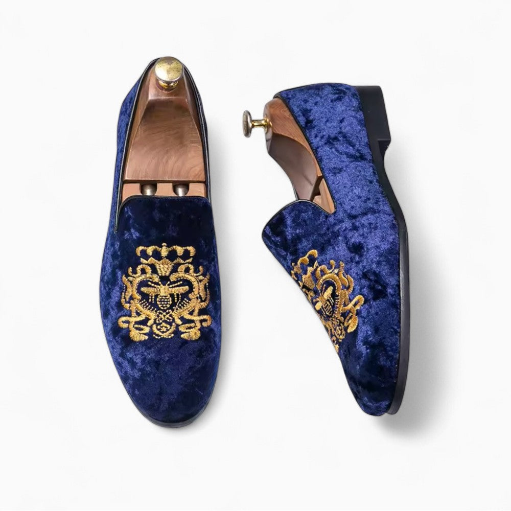 Mocassins Effet Velours Brillant Avec Broderie Fleurie Et Sequins
