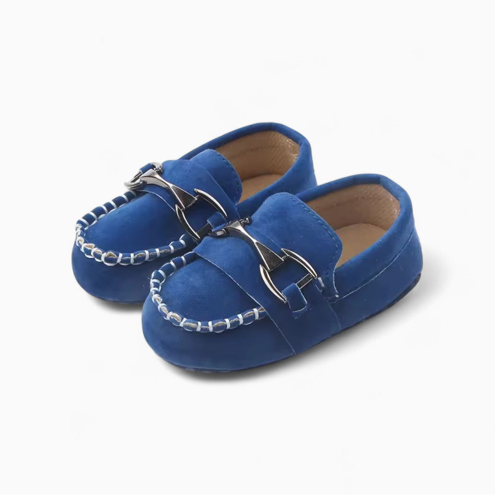 Mocassins Effet Daim Souple Avec Mors Argentés Pour Bébé Garçon