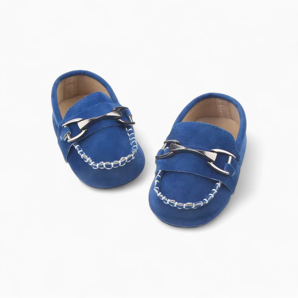 Mocassins Effet Daim Souple Avec Mors Argentés Pour Bébé Garçon