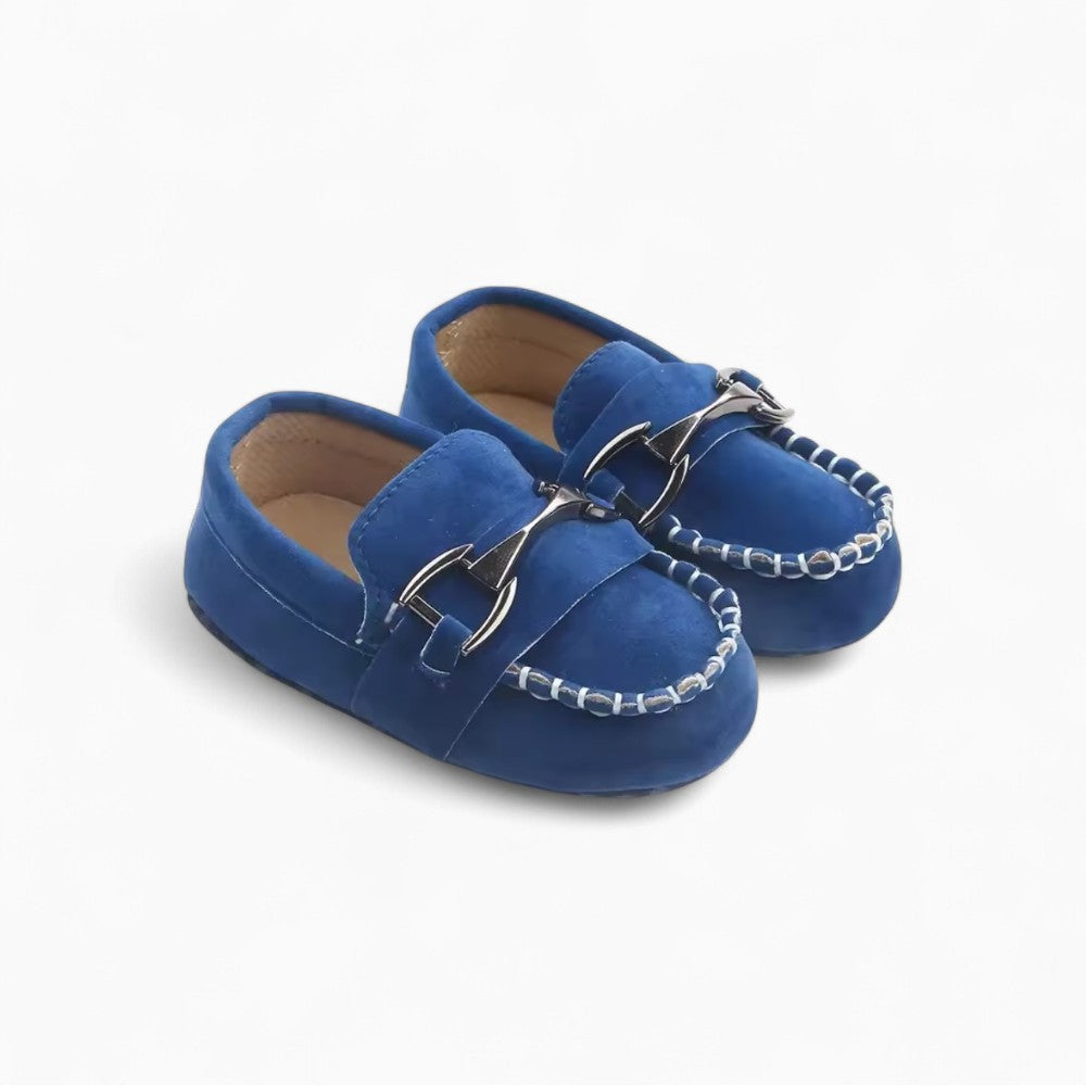 Mocassins Effet Daim Souple Avec Mors Argentés Pour Bébé Garçon
