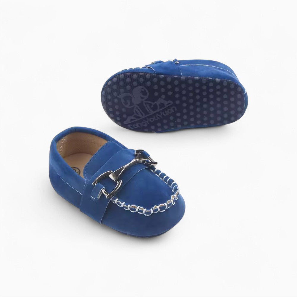 Mocassins Effet Daim Souple Avec Mors Argentés Pour Bébé Garçon