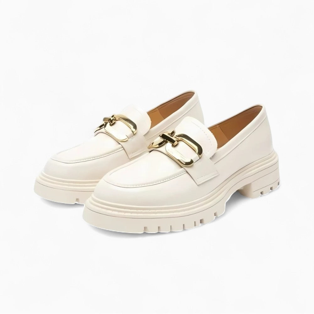 Mocassins Vernis À Semelle Épaisse et Grosse Boucle