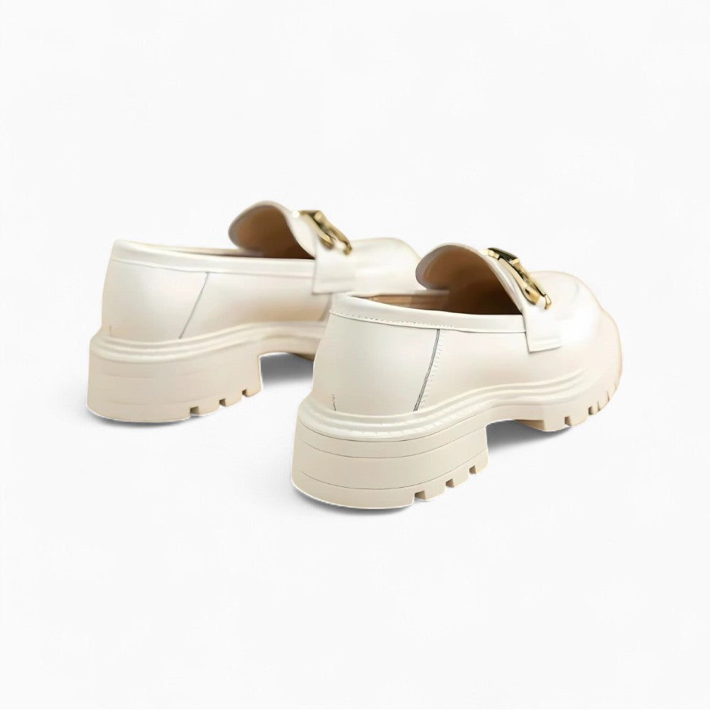 Mocassins Vernis À Semelle Épaisse et Grosse Boucle