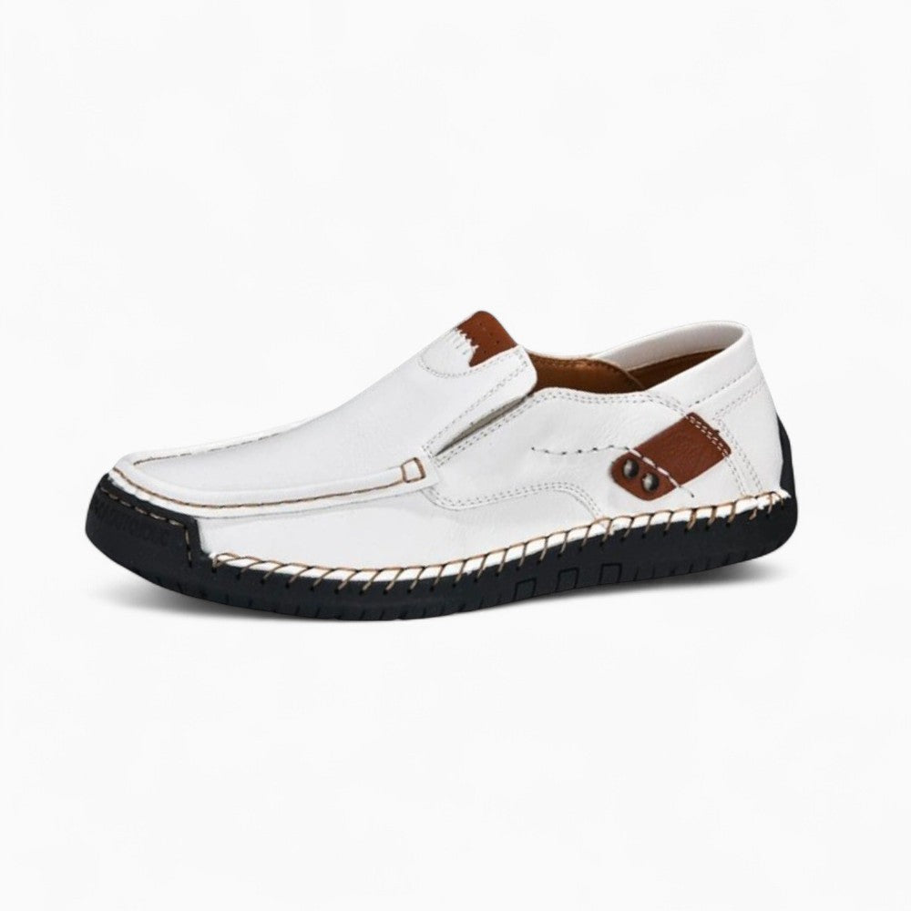 Mocassins Effet Cuir Blanc Pour Hommes