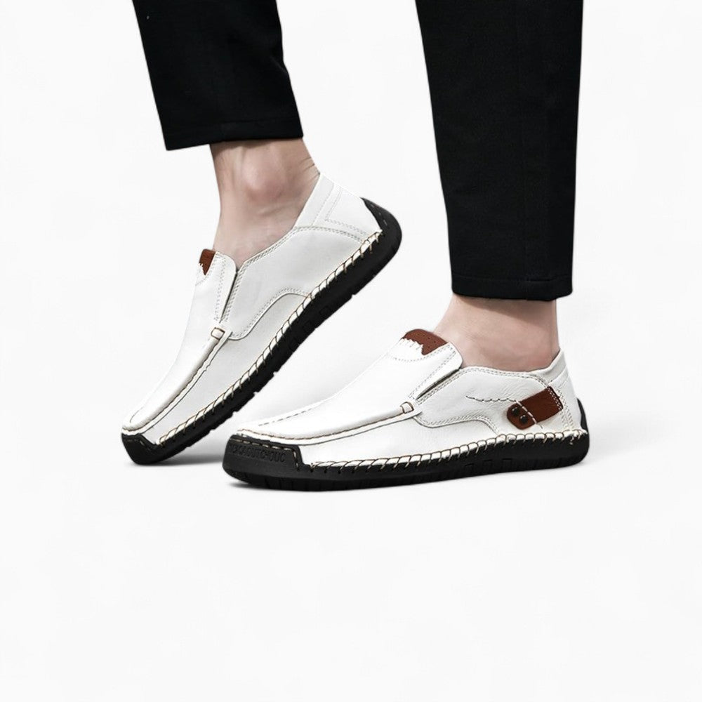Mocassins Effet Cuir Blanc Pour Hommes