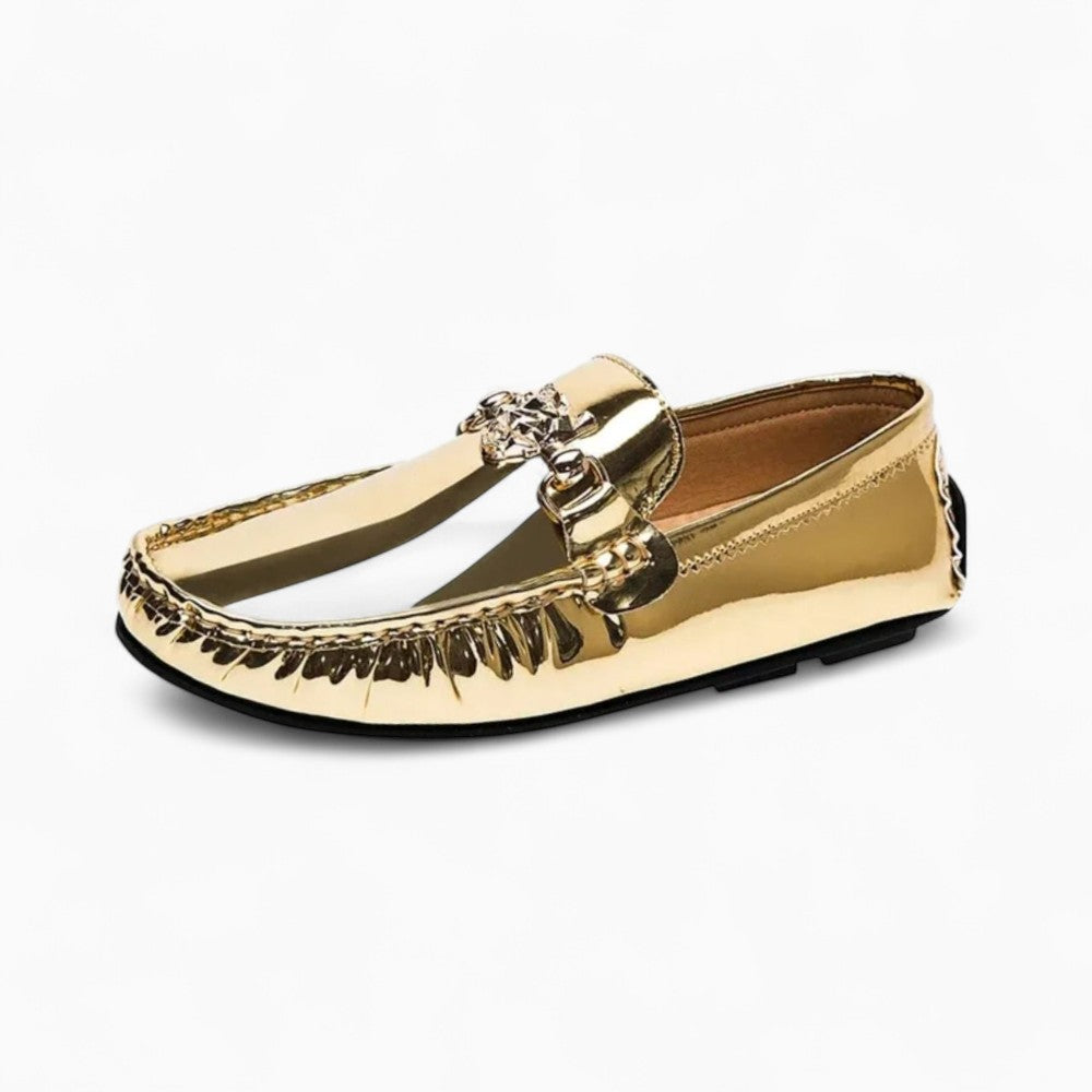 Mocassins Dorés Brillants Pour Homme