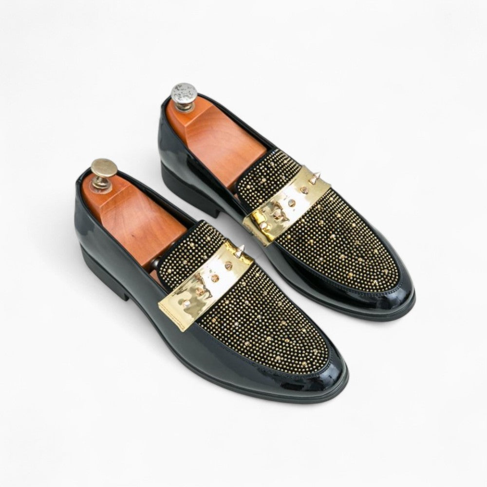 Mocassins Dorés À Clous Pour Hommes