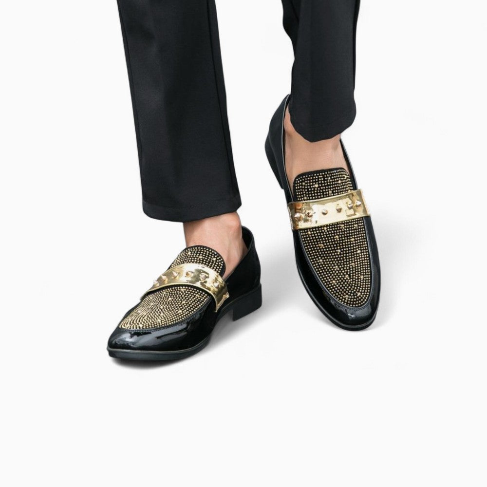 Mocassins Dorés À Clous Pour Hommes