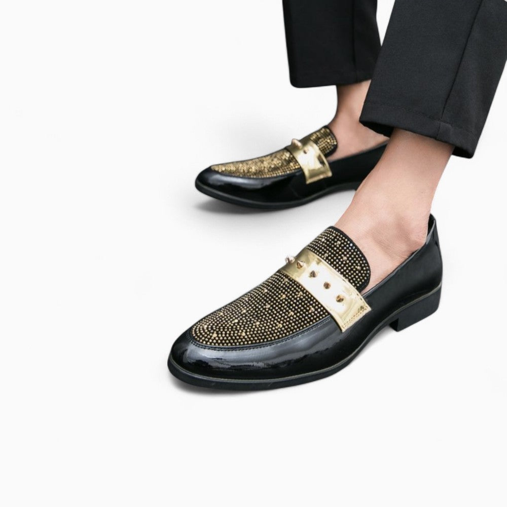 Mocassins Dorés À Clous Pour Hommes