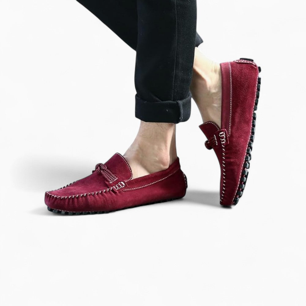 Mocassins Design En Daim Rouge Pour Hommes
